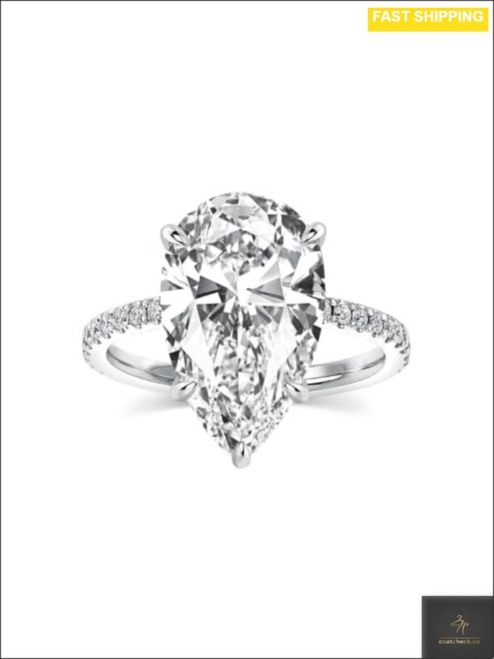 S925 Silver Pear Shaped Promise Ring 5CT CZ Engagement